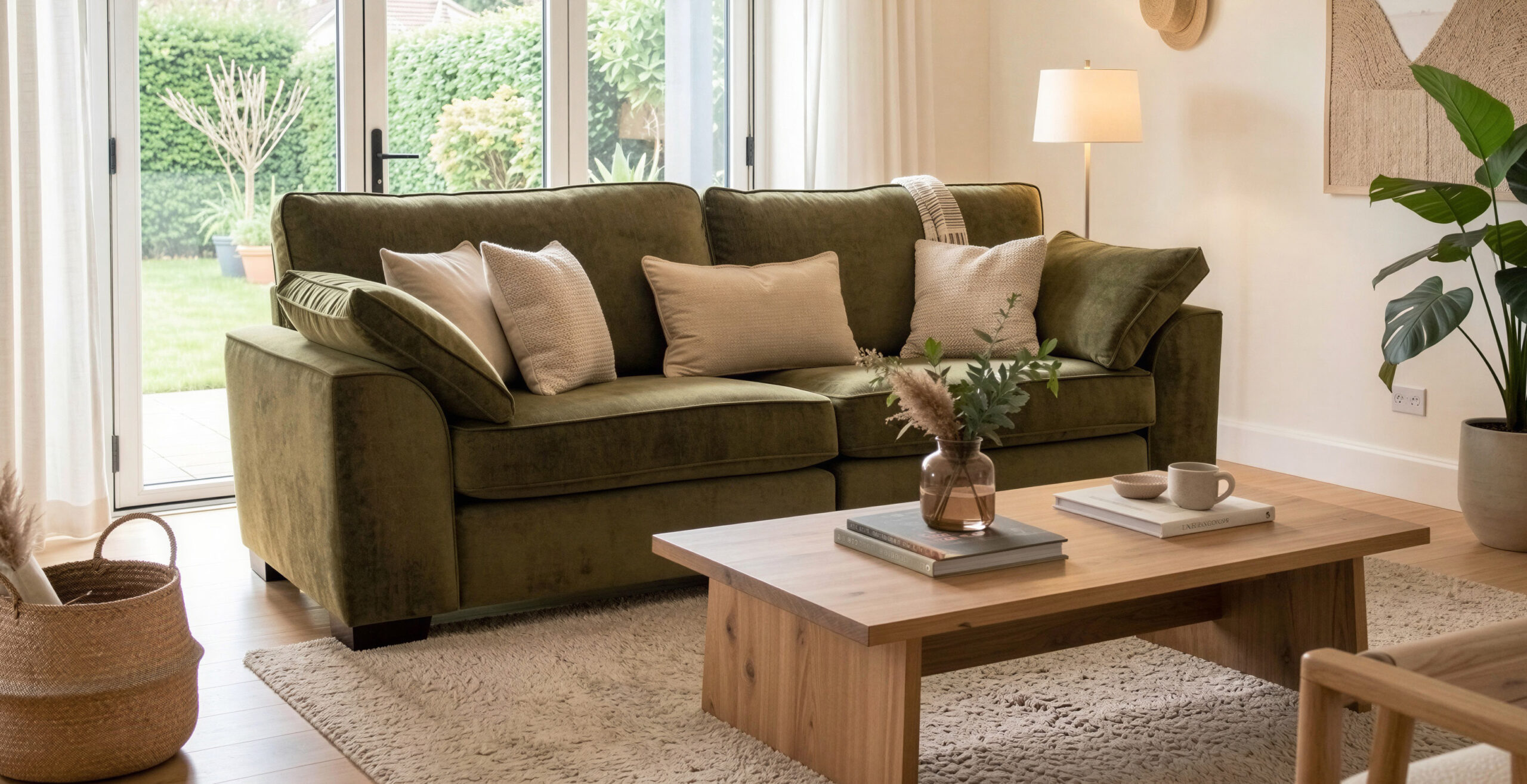 Flynn four-seater sofa by Sofa Factory in olive fabric
