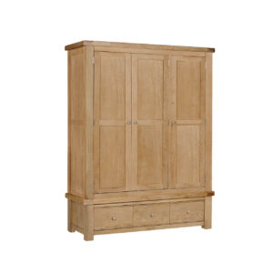 Delaney 3 Door Wardrobe in oak, angled view