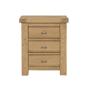 Delaney 3 Drawer Bedside Table, angled view