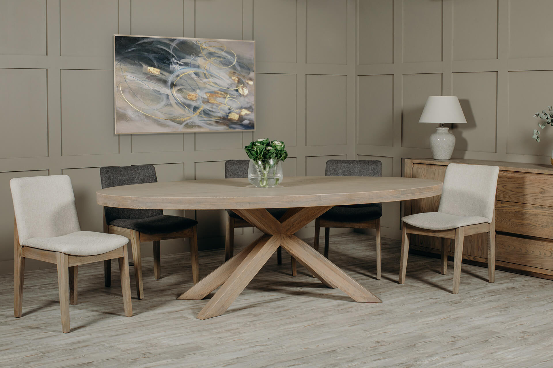 Falun large oval dining table in smoked oak by VIDA Living