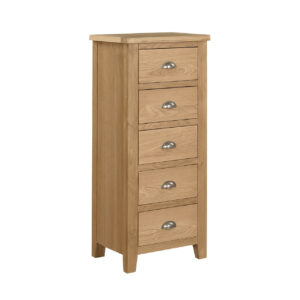 Marsden 5 Drawer Narrow Chest in Natural Oak – official product image 3