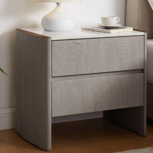 Mondello Bedside Table 2 Drawer - Washed Oak by VIDA Living