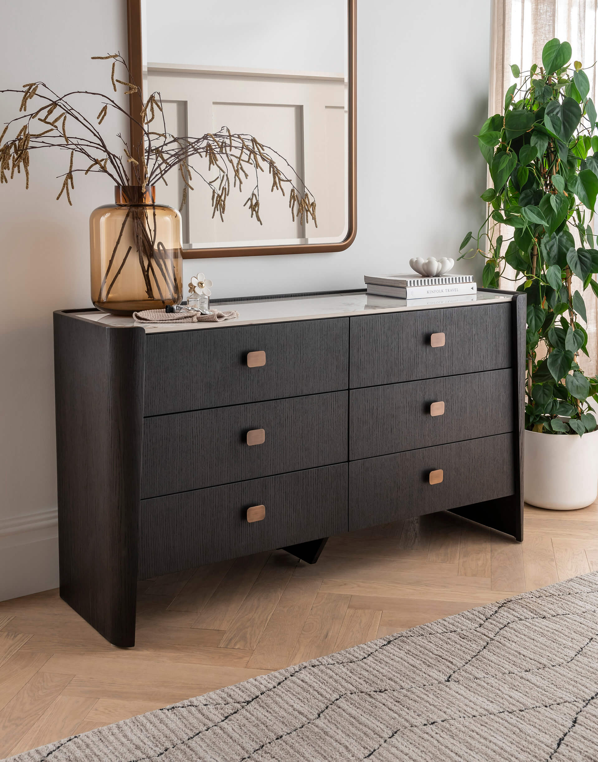 Rhodes Dressing Chest 6 Drawer - Ebony by VIDA Living