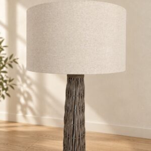 Woven Tapered Floor Lamp in an AI-staged room setting