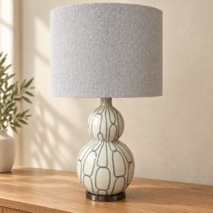 Cream Loop Pattern Table Lamp in an AI-staged room setting
