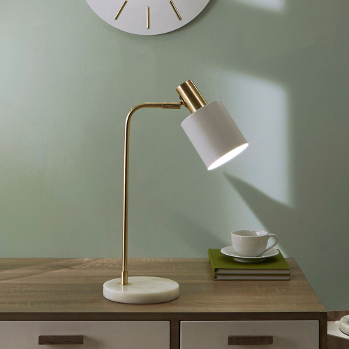 Genuine Pacific Biba white and gold marble-base lamp in a styled room